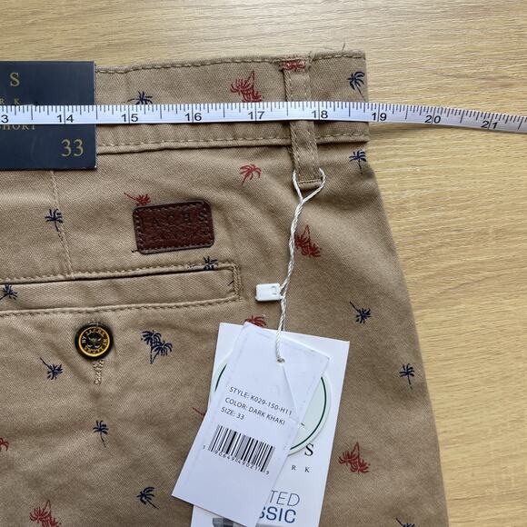 NWT Jachs New York Bleeker Shorts Mens Size 33 Dark Khaki Palm Tree Vacation - Picture 3 of 6